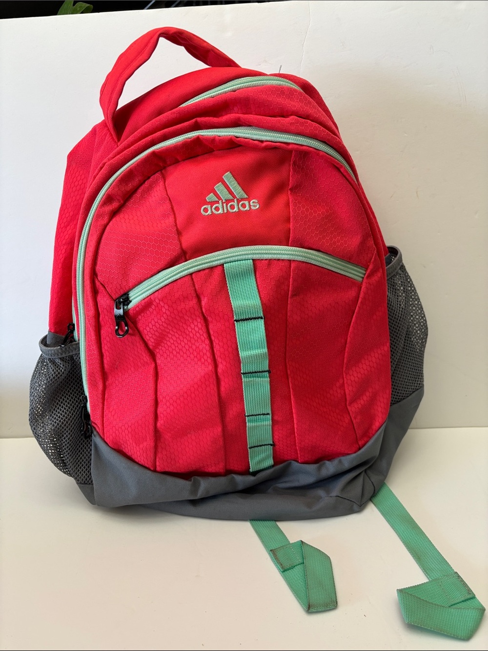 adidas Pink Backpack with Mint Trim and Gray Base
